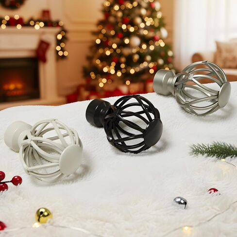 Silver Curtain Rods 18 to 96-inches, 1-inch Diameter Heavy-Duty Adjustable Decorative Curtain Rods for Windows 48 to 84 inches, With Modern Decorative iron Twisted Cage Finials in Kuwait