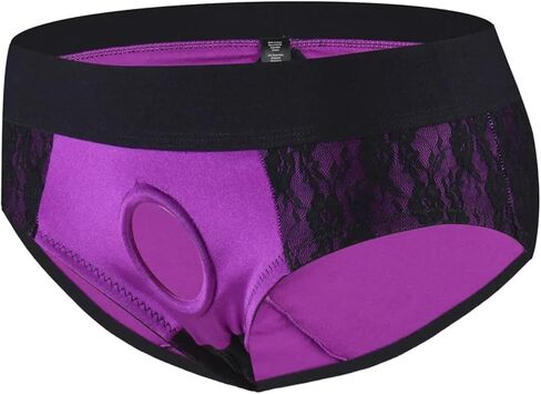 Sexy Briefs Lace Backless Underwear Wearable Strap On Harness Panties For Women Men Sexy Lingerie Open Penis Hole Gay Panties(Purple,3X-Large) in Saudi Arabia
