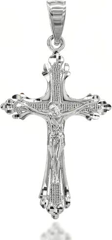 Fine Sterling Silver Sparkle-Cut Crucifix Cross Pendant in Kuwait