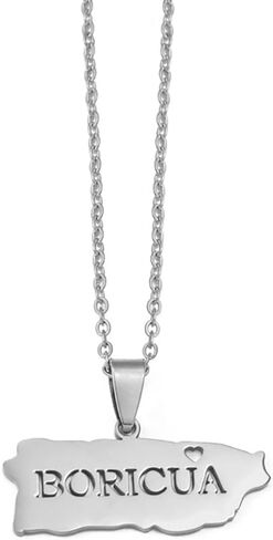 Puerto Rico Map Flag Boricua Pendant Neckaces Stainless Steel PR Ethnic Jewelry in Saudi Arabia