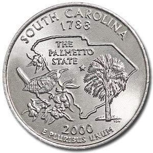 South Carolina State Quarter Lapel Pin – 2000 Palmetto State Coin with Carolina Wren & Sabal Palm – Handmade Gift for Collectors & Southerners in Saudi Arabia