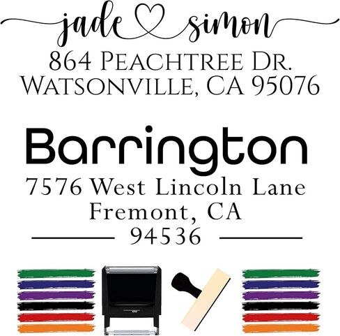 Custom Stamp - Return Address Imprint - Self Inking Name Stamp Custom Address Stamper Wedding Invitation Stamp 15+ Designs! (Green Ink) in Kuwait