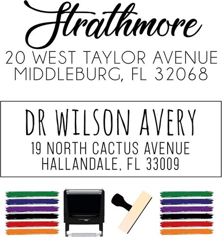 Custom Stamp - Return Address Imprint - Self Inking Name Stamp Custom Address Stamper Wedding Invitation Stamp 15+ Designs! (Green Ink) in Kuwait