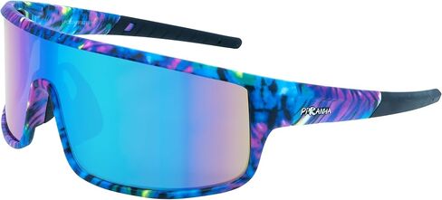 Piranha Eyewear Vibe Sports Sunglasses with Full Multicolor Tie-Dye Frame and Blue Mirror Shield Lens in Kuwait