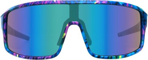 Piranha Eyewear Vibe Sports Sunglasses with Full Multicolor Tie-Dye Frame and Blue Mirror Shield Lens in Kuwait