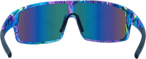 Piranha Eyewear Vibe Sports Sunglasses with Full Multicolor Tie-Dye Frame and Blue Mirror Shield Lens in Kuwait