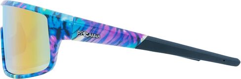 Piranha Eyewear Vibe Sports Sunglasses with Full Multicolor Tie-Dye Frame and Blue Mirror Shield Lens in Kuwait