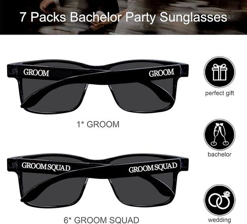 PartyGifts&beyond 7 Pcs Groomsmen Sunglasses, Groomsmen Gifts, Bachelor Party Favors For Team Groom,Groom Squad,Best Man in Saudi Arabia
