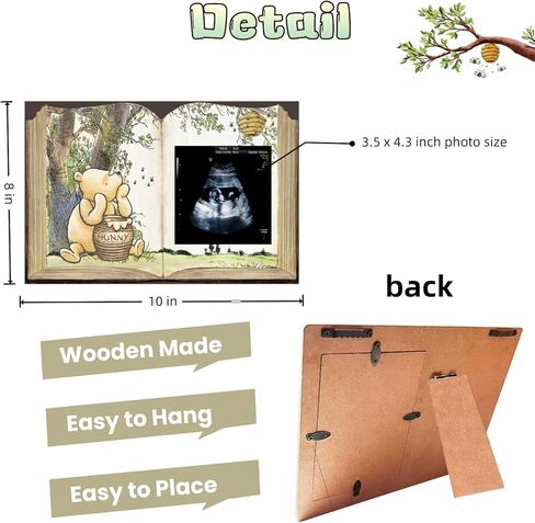 إطار تذكاري خشبي من ويني بيبي، إطار صورة بالموجات فوق الصوتية، علامة الحمل المميزة، هدايا لديكورات استحمام الطفل، ديكور يكشف عن الجنس في الحضانة in Kuwait
