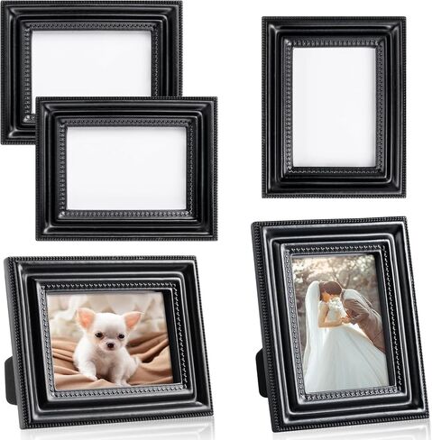Qunclay 10 Small Frame Pack, Gold Black White Mini Vintage Frames, 2.5x3.5 Wallet Size Tiny Antique Picture Ornate for Wall Hanging Tabletop Art Display Retro Wedding Home Decor (Gold,Classic) in Saudi Arabia