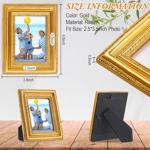 Qunclay 10 Small Frame Pack, Gold Black White Mini Vintage Frames, 2.5x3.5 Wallet Size Tiny Antique Picture Ornate for Wall Hanging Tabletop Art Display Retro Wedding Home Decor (Gold,Classic) in Saudi Arabia