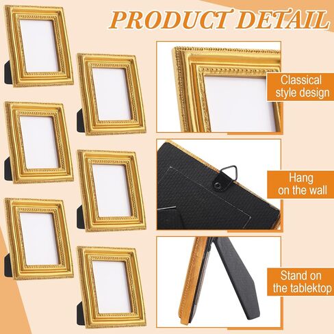 Qunclay 10 Small Frame Pack, Gold Black White Mini Vintage Frames, 2.5x3.5 Wallet Size Tiny Antique Picture Ornate for Wall Hanging Tabletop Art Display Retro Wedding Home Decor (Gold,Classic) in Saudi Arabia