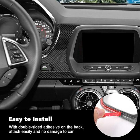 RT-TCZ Center Console Dashboard Panel Trim Cover Kit Meter Frame Interior Decoration Accessories for Chevrolet Camaro 2016-2022,Carbon Fiber Grain in Saudi Arabia