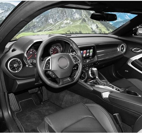 RT-TCZ Center Console Dashboard Panel Trim Cover Kit Meter Frame Interior Decoration Accessories for Chevrolet Camaro 2016-2022,Carbon Fiber Grain in Saudi Arabia