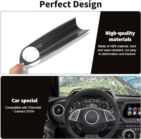 RT-TCZ Center Console Dashboard Panel Trim Cover Kit Meter Frame Interior Decoration Accessories for Chevrolet Camaro 2016-2022,Carbon Fiber Grain in Saudi Arabia