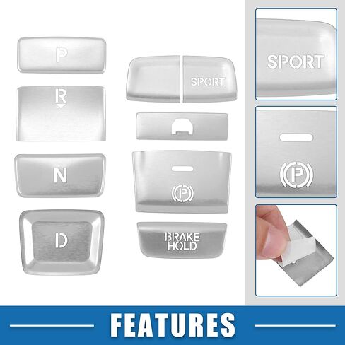 Gear Shift Switch Panel Electronic Handbrake Button Cover Trim for Honda Accord 2018-2022 Hybrid Version Silver Tone (Set of 9) in Saudi Arabia