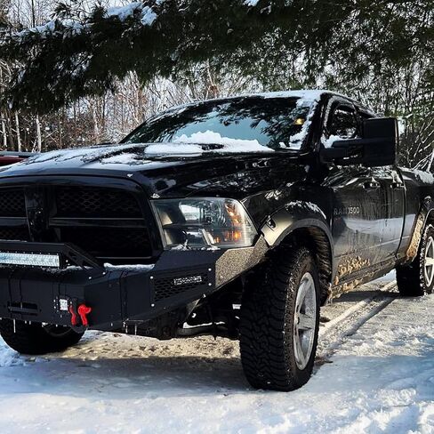 متوافق مع 2009-2010-2011-2012 RAM 1500 المصد الأمامي مصنوع من الفولاذ الأسود مع ضوء وحلقة على شكل حرف D in Kuwait