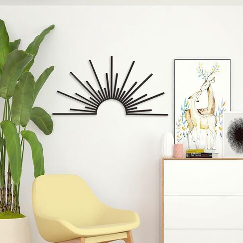 Bnesi Sun Metal Wall Art ديكور جدار الشمس ديكور معدني أسود لغرفة المعيشة وغرفة النوم ديكور المنزل الحديث هدية فريدة من نوعها لبيت جديد لعشاق الفن المنزلي على طراز بوهو البسيط (أسود) in Kuwait