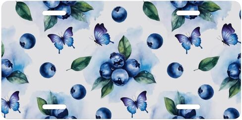 Blueberries Decorative Car Front License Plate, Vanity Tag, Metal Car Plate, Aluminum Novelty License Plate for Men/Women/Boy/Girls Car 6 X 12 Inch (4 Holes) in Kuwait