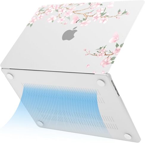 حافظة MOSISO متوافقة مع جهاز MacBook Air 15 بوصة 2026 2025 2024 2023 الإصدار M4 A3241 M3 A3114 M2 A2941 شاشة عرض شبكية العين السائلة ومعرف اللمس، غطاء صلب من البلاستيك الواقي وغطاء لوحة المفاتيح، زهور الخوخ الربيعية in Saudi Arabia