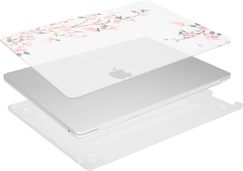 حافظة MOSISO متوافقة مع جهاز MacBook Air 15 بوصة 2026 2025 2024 2023 الإصدار M4 A3241 M3 A3114 M2 A2941 شاشة عرض شبكية العين السائلة ومعرف اللمس، غطاء صلب من البلاستيك الواقي وغطاء لوحة المفاتيح، زهور الخوخ الربيعية in Saudi Arabia