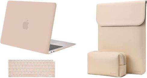 MOSISO Compatible with MacBook Air 13 inch Case 2022 2021 2020 2019 2018 Release A2337 M1 A2179 A1932, Faux Suede Leather Laptop Sleeve with Small Bag& Keyboard Cover Skin, Camel&Apricot in Saudi Arabia