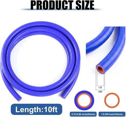 5/8" Blue Silicone Heater Hose - 10 Ft Length, Flexible & Durable in Kuwait