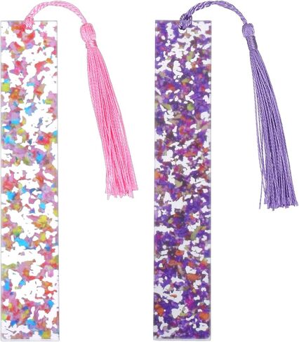 قطعتان من علامات الكتب لقراءة الأطفال، إشارات مرجعية من الأكريليك الوردي والأرجواني للفتيات إشارات مرجعية لطيفة مع شرابات، مثالية للقراءة، هدايا لمحبي الكتب in Kuwait