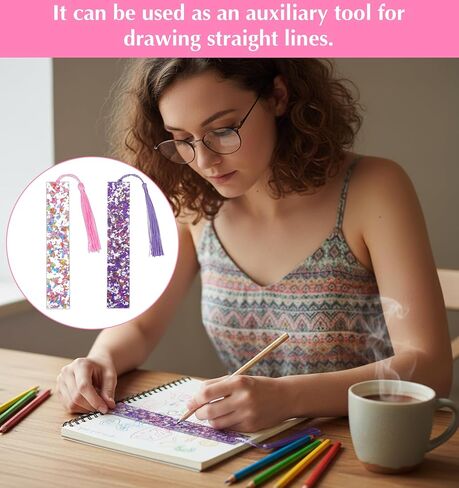 قطعتان من علامات الكتب لقراءة الأطفال، إشارات مرجعية من الأكريليك الوردي والأرجواني للفتيات إشارات مرجعية لطيفة مع شرابات، مثالية للقراءة، هدايا لمحبي الكتب in Kuwait