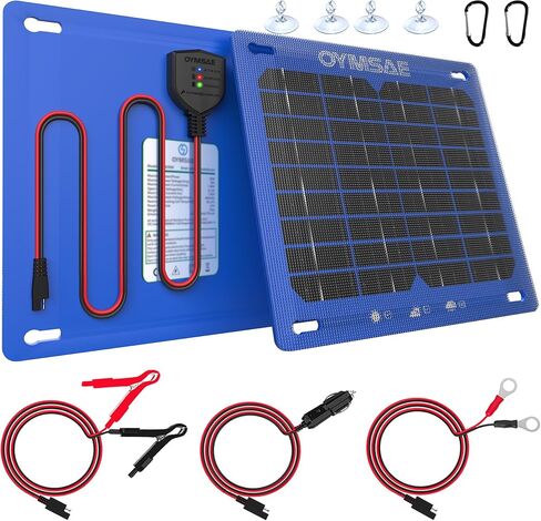 شاحن وصيانة الطاقة الشمسية 12 فولت 7.5 وات من OYMSAE - شاحن بطارية مقاوم للماء مع وحدة تحكم ذكية لسيارة قارب RV شاحنة بحرية - يتضمن قابس السجائر ومشابك التمساح in Kuwait