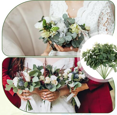 120 PCS 6 Kinds Mixed Eucalyptus Leaves Stems, Bulk Fake Silver Dollar Eucalyptus Leaves Stems, Artificial Plants Greenery for Wedding Vase Decor, DIY Bouquets and Floral Arrangement in Saudi Arabia
