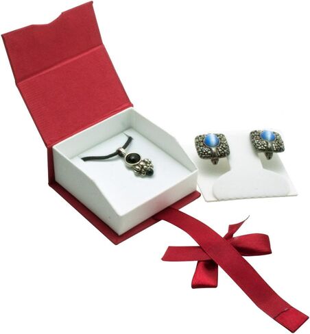 Red Ribbon Jewelry Earring Boxes - Pack of 36 in Kuwait