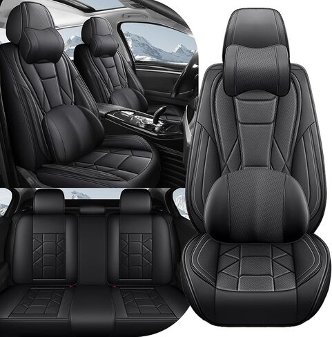 أغطية مقاعد السيارة لسيارة Nissan Rogue 2014-2026 الفاخرة المقاومة للماء من جلد نابا مجموعة كاملة من أغطية المقاعد، واقيات مقاعد رياضية مخصصة مضادة للانزلاق مع وسادة هوائية جانبية متوافقة (بيج) in Kuwait