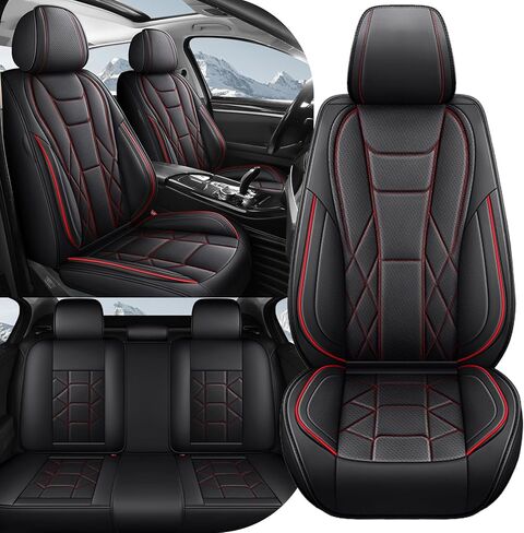 أغطية مقاعد السيارة لسيارة Nissan Rogue 2014-2026 الفاخرة المقاومة للماء من جلد نابا مجموعة كاملة من أغطية المقاعد، واقيات مقاعد رياضية مخصصة مضادة للانزلاق مع وسادة هوائية جانبية متوافقة (بيج) in Kuwait