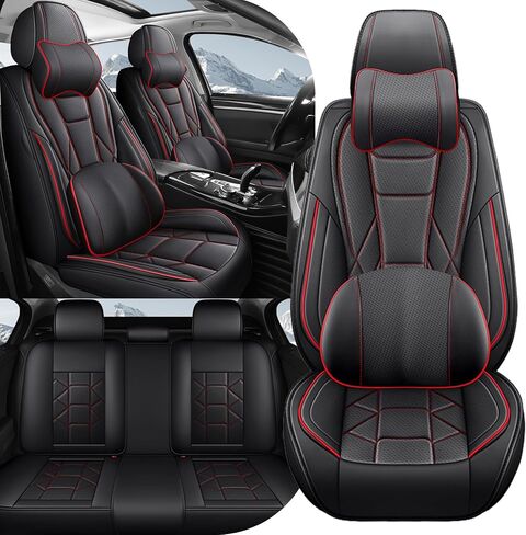 أغطية مقاعد السيارة لسيارة Nissan Rogue 2014-2026 الفاخرة المقاومة للماء من جلد نابا مجموعة كاملة من أغطية المقاعد، واقيات مقاعد رياضية مخصصة مضادة للانزلاق مع وسادة هوائية جانبية متوافقة (بيج) in Kuwait