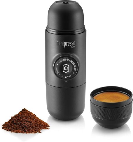 WACACO Minipresso GR2 Espresso Machine Compatible Ground Coffee, Portable Coffee Maker 18 Bar Manually Operated, Espresso Maker On The Go,Ultra-Small For Travel Camping Fishing Climbing Riding in Kuwait