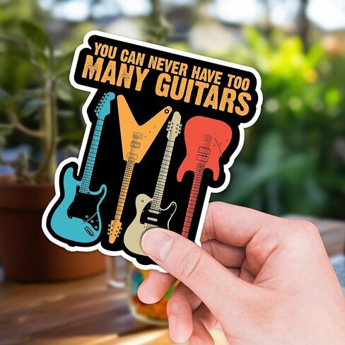 Guitar Sticker 8 Pcs (Large Size) Vinyl Stickers Laptop Waterproof Decal for Car Bumper Water Bottle Notebook Luggage Window Party Birthday Decorations - Size 4 Inches in Kuwait