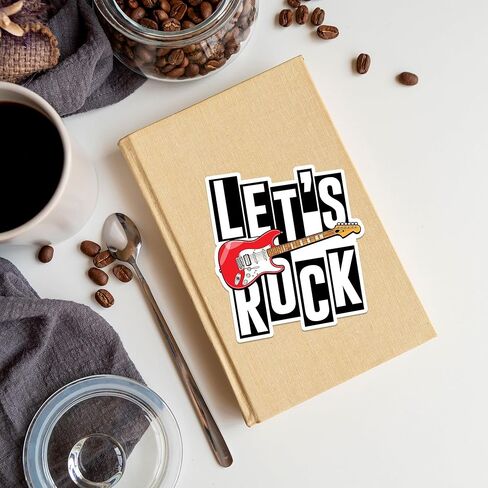 Guitar Sticker 8 Pcs (Large Size) Vinyl Stickers Laptop Waterproof Decal for Car Bumper Water Bottle Notebook Luggage Window Party Birthday Decorations - Size 4 Inches in Kuwait