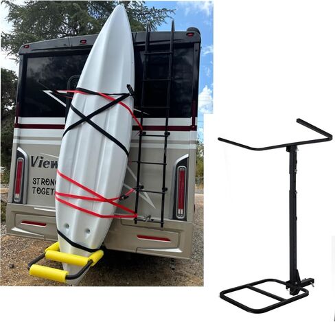 حامل قوارب الكاياك المزدوج المحسن للمركبات الترفيهية والشاحنات وسيارات الدفع الرباعي - حل التخزين العمودي للتركيب - يحمل قوارب الكاياك حتى 12 قدمًا in Kuwait