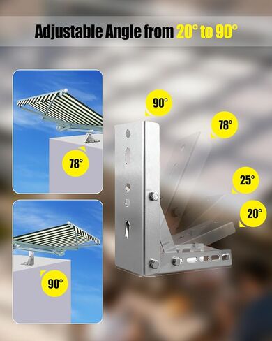 دعامة تثبيت عالمية للمظلات القابلة للسحب، مجموعة تركيب سقف حديدية شديدة التحمل، إطار دعم مظلة بزاوية قابلة للتعديل للفناء والشرفة وظل النافذة، فضي in Kuwait