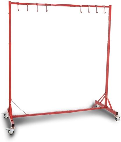 G-PLUS 5ft-7ft Adjustable Paint Stand Automotive Painting Rack 8 Hooks w/ 4 Swiveling Wheels Auto Body Stand for Painting Drying Rack Red in Saudi Arabia