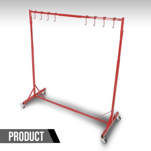 G-PLUS 5ft-7ft Adjustable Paint Stand Automotive Painting Rack 8 Hooks w/ 4 Swiveling Wheels Auto Body Stand for Painting Drying Rack Red in Saudi Arabia