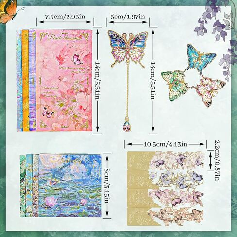 8 قطع من الإشارات المرجعية الذهنية على شكل فراشة مع سلسلة، لوحة زيتية ذهبية مجوفة علامات كتاب لطيفة لقراءة النساء محبي الكتب والكتاب والأطفال والمراهقين in Kuwait