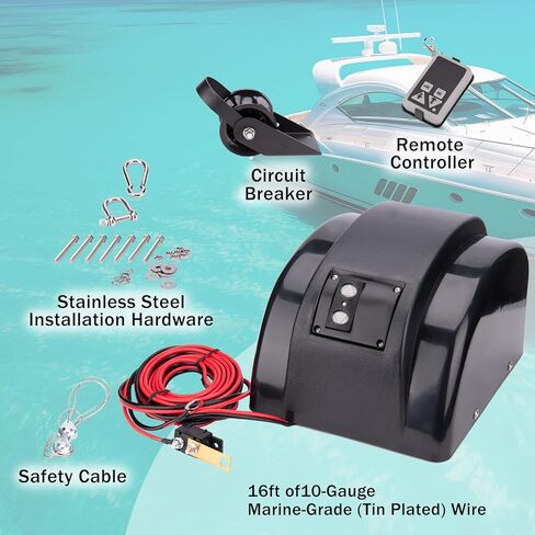Electric Anchor Winch,Marine Anchor Winch 12V,Saltwater Boat Anchor Windlass Kit with Wireless Remote Control,Heavy Duty Towing Winches in Kuwait