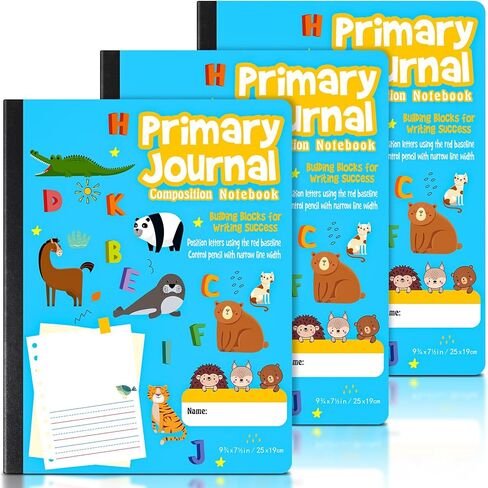 48 Pcs Primary Composition Notebook K-2 with Picture Space Primary Journal Grades K-2 Animal Print 50 Sheet (100 Pages) Drawing and Writing Notebook for Preschool, 1st 2nd Grade (Blue Color) in Kuwait