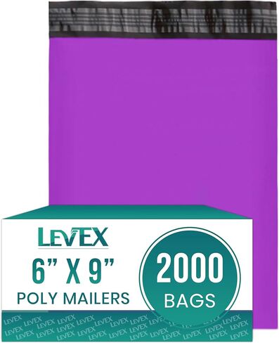 Levex - #1 6x9 [2000 Pack] Purple Poly Mailers Shipping Bags, Strong Mailing Envelopes, Multipurpose Mailers, Waterproof & Tear Resistant, Self-Sealing 2 Mil in Kuwait