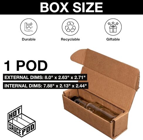 5 oz Woozy Hot Sauce Bottle Box Sample Kit – 1, 2, 3, 4 & 5-Bottle Shipping Boxes, Kraft Corrugated Mailers 8x2x2.5 to 11.3x7.5x2.4 in, Made in USA, 5-Pack in Saudi Arabia