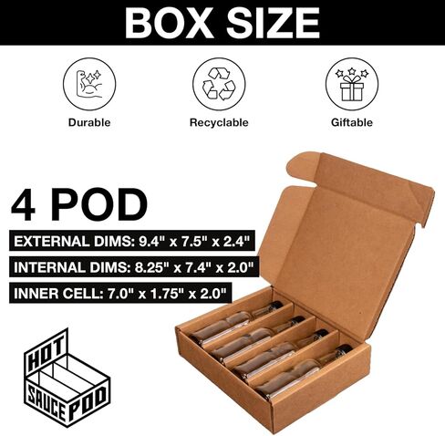 5 oz Woozy Hot Sauce Bottle Box Sample Kit – 1, 2, 3, 4 & 5-Bottle Shipping Boxes, Kraft Corrugated Mailers 8x2x2.5 to 11.3x7.5x2.4 in, Made in USA, 5-Pack in Saudi Arabia