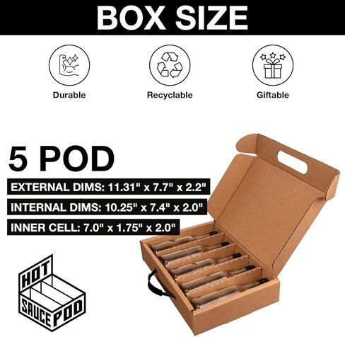 5 oz Woozy Hot Sauce Bottle Box Sample Kit – 1, 2, 3, 4 & 5-Bottle Shipping Boxes, Kraft Corrugated Mailers 8x2x2.5 to 11.3x7.5x2.4 in, Made in USA, 5-Pack in Saudi Arabia