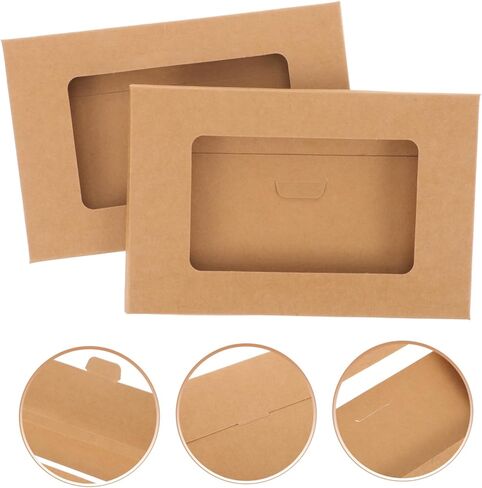 Uonlytech 10pcs Kraft Paper Postcard Boxes Open Window Sturdy Envelop Case for Postcard Storage and Mailing for Home and Office Use in Saudi Arabia